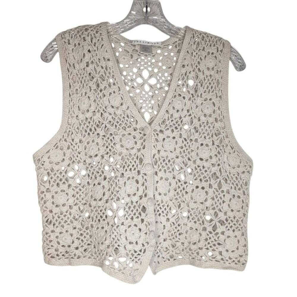 The Limited cream crocheted vest, size M/L, Boho, Festival, Spring/Summer